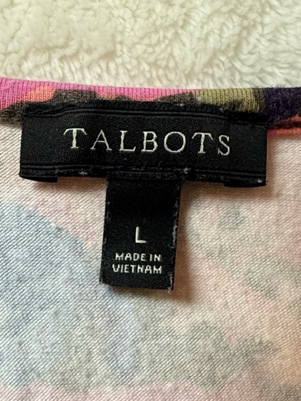 Talbots Casual Summer Scroll Print Maxi Dress Large Pink Blue Jersey A-Line - Picture 6 of 8